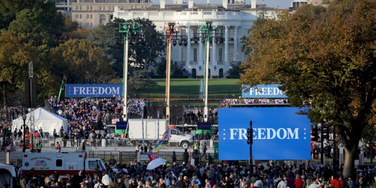 Harris warns of dangers of another Trump presidency in speech at Jan. 6 site