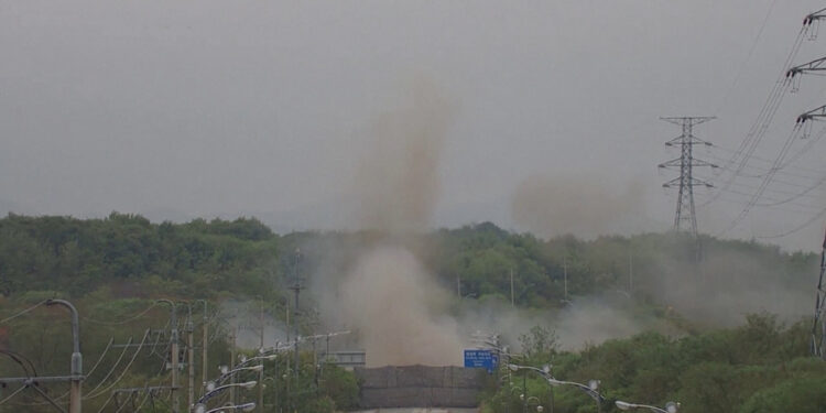North Korea blows up parts of inter-Korean road on its side of border, Seoul says