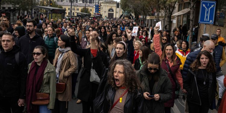 Activists rally in Belgrade to protest railway station disaster