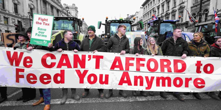 Tractors block central London streets as farmers protest at tax change