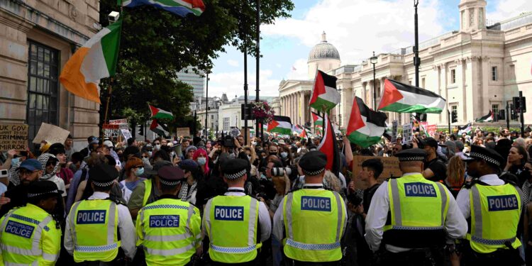 Seven charged in London after protest in support of Palestine Action group