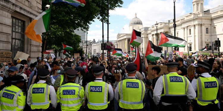 Seven charged in London after protest in support of Palestine Action group