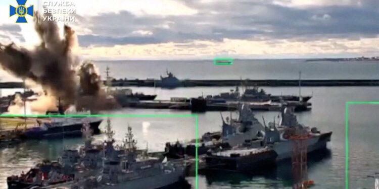 Ukraine says underwater drones hit submarine, but Moscow denies damage