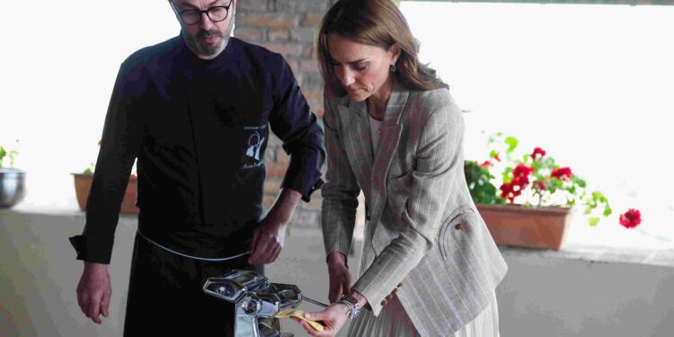 UK’s Princess Kate learns pasta-making on visit to Italy