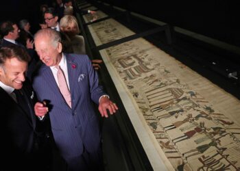 King Charles and France’s Macron view Bayeux Tapestry at the British Museum